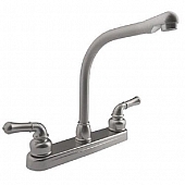 RV Kitchen Faucet 10'' Hi-Rise Classical Spout, 2 Handle, Silver