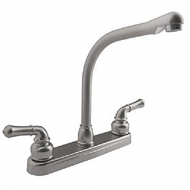 RV Kitchen Faucet 10'' Hi-Rise Classical Spout, 2 Handle, Silver