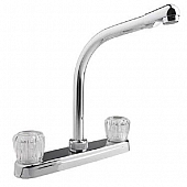 RV Kitchen Faucet 10'' Hi-Rise Spout, Chrome, Crystal Knobs
