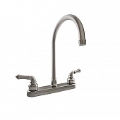 RV Kitchen Faucet 12'' J-Spout, Tea Pot Handles, Satin Nickel