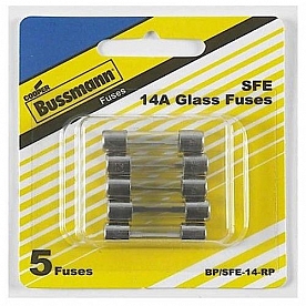  Bussman SFE Glass Fuse 14 Amp - Pack of 15 