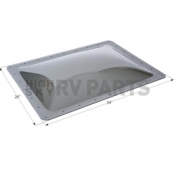 Icon Rectangular Skylight 4 inch Bubble Type Dome Opening 22 inch x 30 inch Smoke - 12122