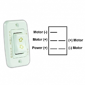 JR Products Low Profile Slide Out Switch 5 Pin Terminal - White with Bezel - 12345