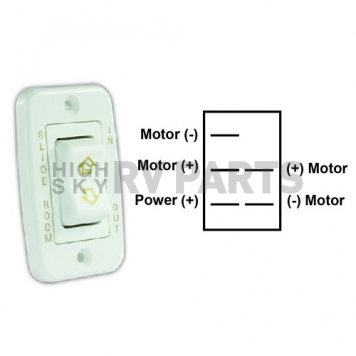 JR Products Low Profile Slide Out Switch 5 Pin Terminal - White with Bezel - 12345