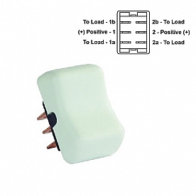 JR Products Multi Purpose On/On Rocker Switch DPDT - White 1/Pkg