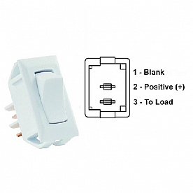 JR Products Momentary-On/ Off Rocker Switch, White - SPST, 1/pkg