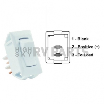 JR Products Momentary-On/ Off Rocker Switch, White - SPST, 1/pkg