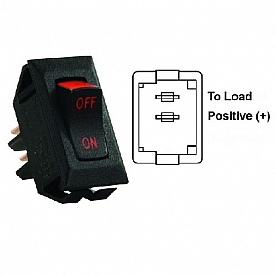 JR Products Multi Purpose Labeled On/Off Rocker Switch SPST - Black/Red Print