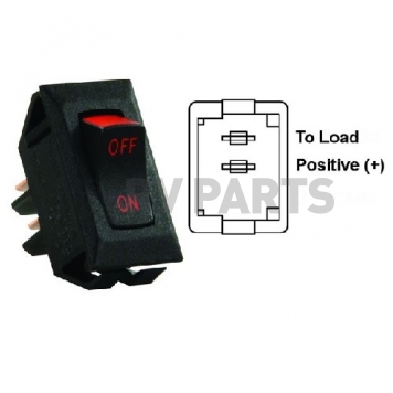 JR Products Multi Purpose Labeled On/Off Rocker Switch SPST - Black/Red Print