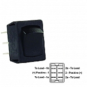 JR Products Multi Purpose Mini On/Off/On Rocker Switch DPDT - Black 1/Pkg