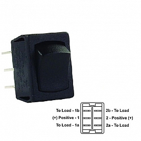 JR Products Multi Purpose Mini On/On Rocker Switch DPDT - Black 1/Pkg