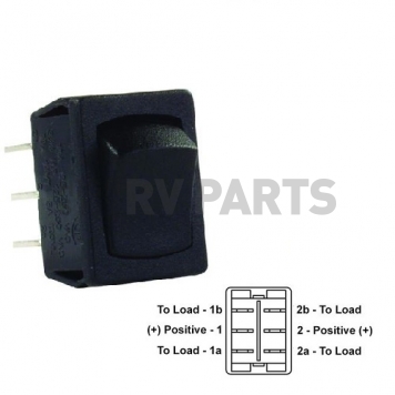 JR Products Multi Purpose Mini On/On Rocker Switch DPDT - Black 1/Pkg
