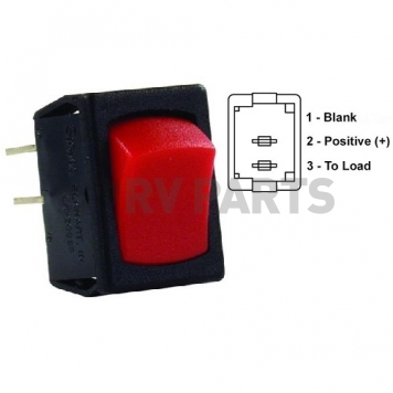 JR Products Multi Purpose Mini On/ Off Switch, 2 Terminals, SPST Red/ Black - 12795 
