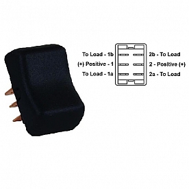 JR Products Multi Purpose Mom-On / Off / Mom-On Switch DPDT - Black