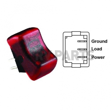 JR Products Multi Purpose On/ Off Single Switch, 3 Terminals, Red Illuminated, SPST 12045