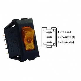 JR Products Multi Purpose On/ Off Switch, 3 Pin, Amber Illuminated, SPST Black 12555