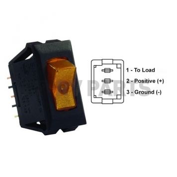 JR Products Multi Purpose On/ Off Switch, 3 Pin, Amber Illuminated, SPST Black 12555