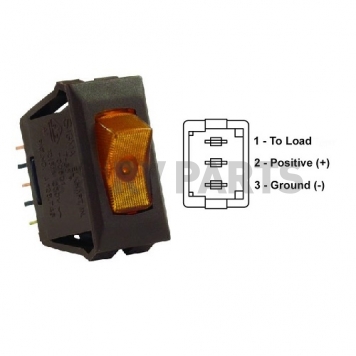 JR Products Multi Purpose On/ Off Switch, 3 Pin, Amber Illuminated, SPST Brown 12545