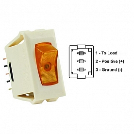 JR Products Multi Purpose On/ Off Switch, 3 Pin, Amber Illuminated, SPST Ivory 12575