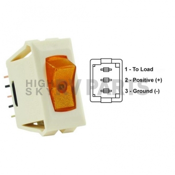 JR Products Multi Purpose On/ Off Switch, 3 Pin, Amber Illuminated, SPST Ivory 12575