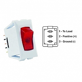 JR Products Multi Purpose On/ Off Switch, 3 Terminals, Red Illuminated, SPST White 12505