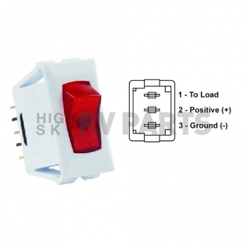 JR Products Multi Purpose On/ Off Switch, 3 Terminals, Red Illuminated, SPST White 12505