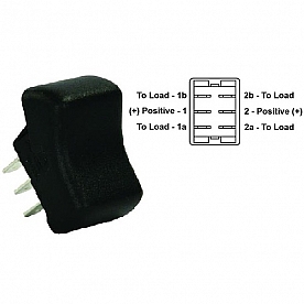 JR Products Multi Purpose On/ On Switch, 6 Terminals, DPDT Black