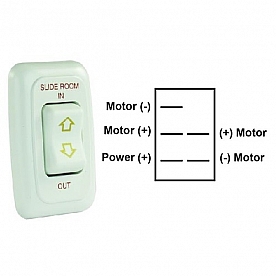 JR Products Slide Out Switch 5 Pin -  White with Bezel - 12075