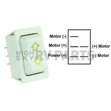 JR Products Slide Out Switch - Momentary  5 Pin White - 12095