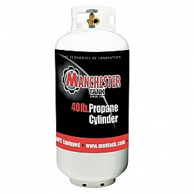 Manchester DOT Portable Propane Tank - 40 Pounds Capacity Without Gauge White
