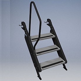 MOR/ryde Entry Step with Steel Hand Rail 3 Step STP-3-11PH
