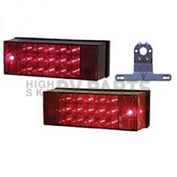 Peterson Mfg. Trailer Rear Lighting/ Reflectors/ Tail Light LED Rectangular Red with License Bracket