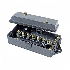 Pollak 7 Terminal Junction Box - Black ABS Plastic