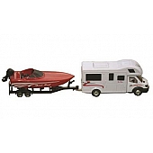 Prime Products RV Model Vehicle - Die Cast Metal And Plastic Class C Motor Home And Boat Action Toy Scale: 1:48 - 27-0027