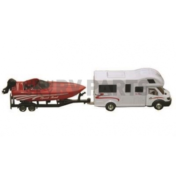 Prime Products RV Model Vehicle - Die Cast Metal And Plastic Class C Motor Home And Boat Action Toy Scale: 1:48 - 27-0027