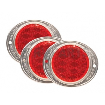 Grote Industries Reflector Round Red Lens Silver Housing