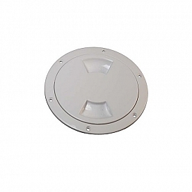 RV Designer Access Door White Plastic 6-3/4 inch Outside Diameter