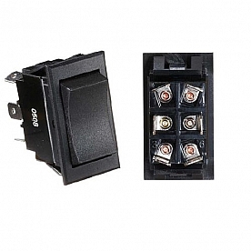 RV Designer Black Rocker Switch, 20 A, 6 Teriminal - DPDT
