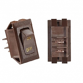 RV Designer Brown Rocker Switch 10 A With Gold Text, ON/OFF - SPST - S273