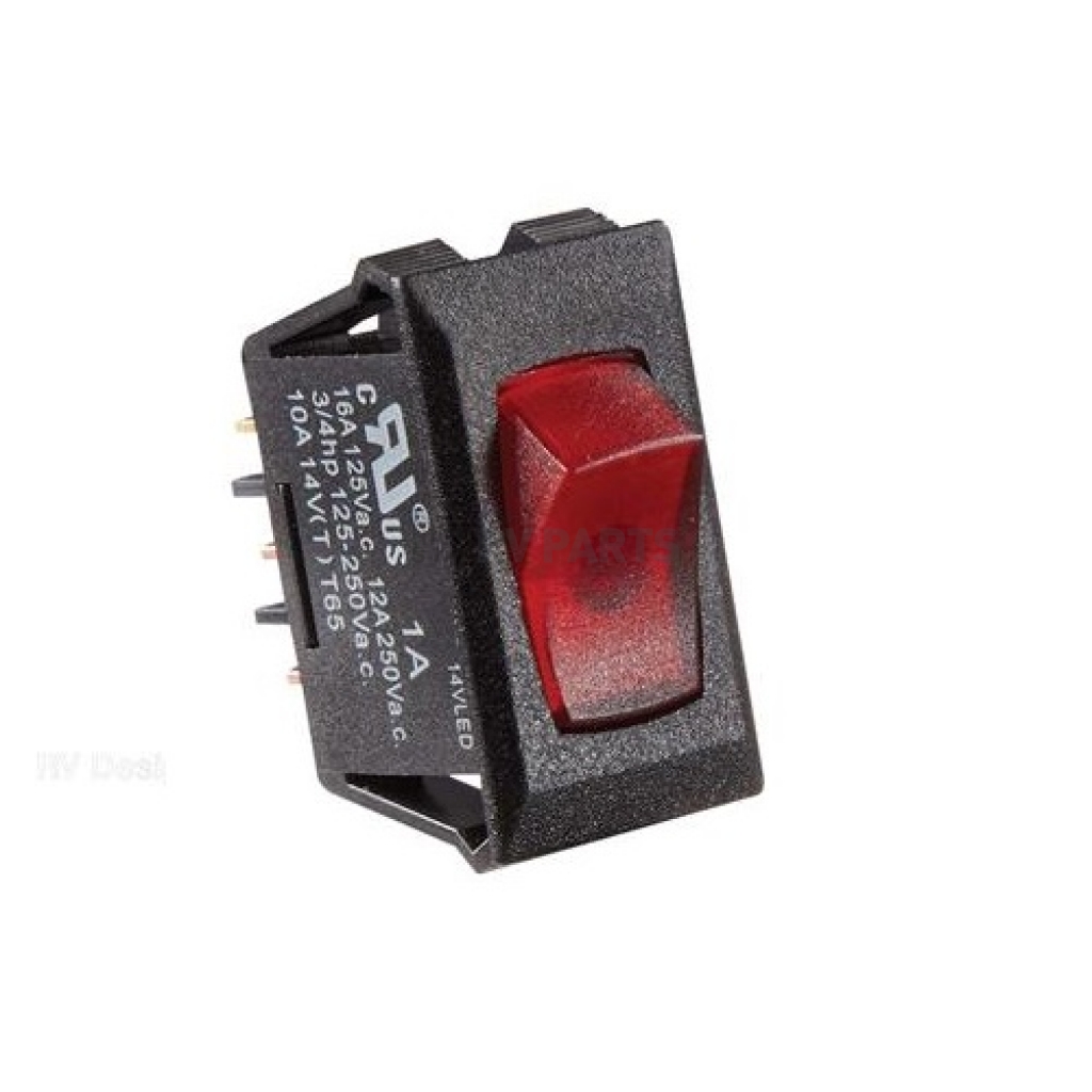 On / Off 10 Amp SPST Black w/ Red Illuminated RV Designer S247 Rocker Switch 