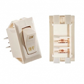 RV Designer Ivory Rocker Switch 10 A With Gold Text, ON/OFF - SPST - S279