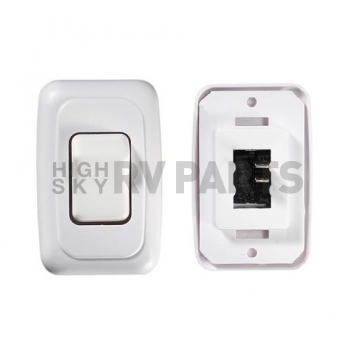 RV Designer Multi Purpose Contoured Wall Switch, SPST - White Single - S531