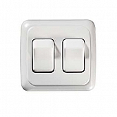 RV Designer Multi Purpose Double Switch, SPST - Double White - S533