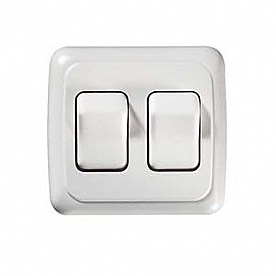 RV Designer Multi Purpose Double Switch, SPST - Double White - S533
