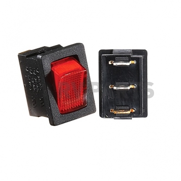 RV Designer Multi Purpose Switch 20 Amp, SPST Red Illuminated Light, Black S481