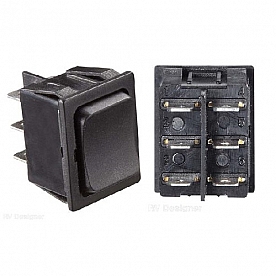 RV Designer Multi Purpose Switch - Momentary On DPDT - Singe Black - S471