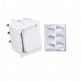 RV Designer Multi Purpose Switch, Momentary On/Off Momentary On DPDT, White S475