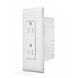 RV Designer Receptacle 125 Volt AC White With Cover Plate