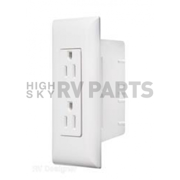 RV Designer Receptacle 125 Volt AC White With Cover Plate