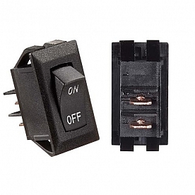 RV Designer Rocker Switch White With Silver Text, 10 Amp - Single Black - S269